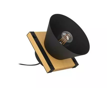 Настольная лампа MACCLES, 1X15W (E27), H150, сталь, дерево, черный, 43959