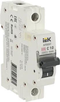 Выключатель автоматический IEK M06N Armat однополюсный (1P/1П) 10А C 6кА (AR-M06N-1-C010)