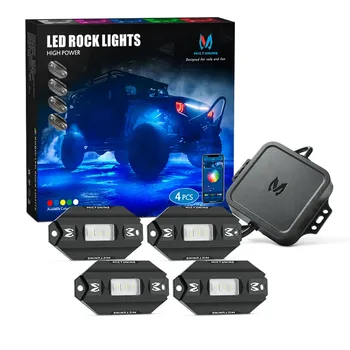 MICTUNING RGBW светодиодный Rock свет с Bluetooth контроллером, функцией таймера, музыкальным режимом-C1 4Pods, разноцветные неоновые Фотообои