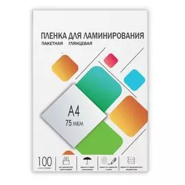 Картридж LPA4-75 Пленка для ламинирования A4, 216х303 (75 мкм) глянцевая 100шт, ГЕЛЕОС [LPA4-75]