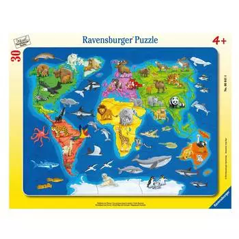 Ravensburger Пазл "Карта мира с животными", 30 элементов