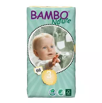 Подгузники Bambo Nature Midi 5-9 кг большая упаковка (66 шт)