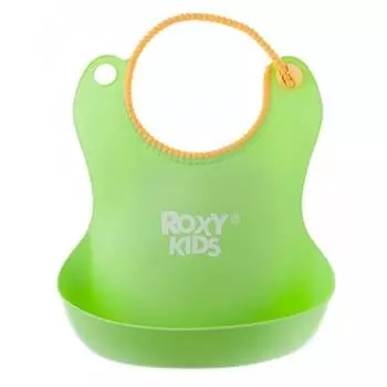 Roxy-kids Нагрудник мягкий с кармашком и застежкой, зеленый
