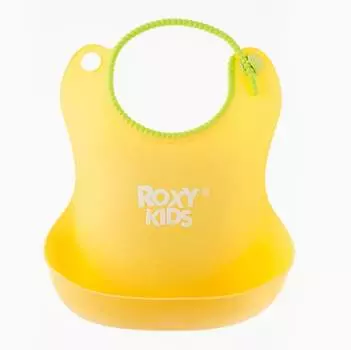Roxy-kids Нагрудник мягкий с кармашком и застежкой, желтый
