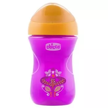 Chicco Поильник Easy Cup (носик ободок), 12 мес+, 266 мл, розовый/цветочек