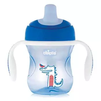 Поильник Chicco Training Cup (полужесткий носик), 1 шт., 6+, 200 мл, синий