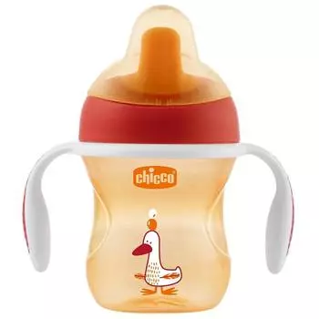 Поильник Chicco Training Cup (полужесткий носик), 1 шт., 6 мес+, 200 мл, красный