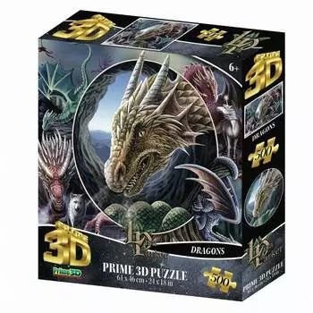 Prime 3D Стерео пазл "Коллаж Драконы", 500 элементов