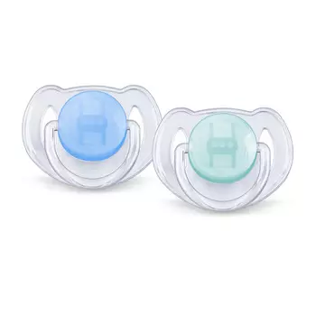 Avent Пустышка Classic силиконовая, 6-18 мес, 2 шт, голубая/бирюзовая