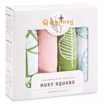Qwhimsy Набор муслиновых салфеток "Экология", 4 штуки