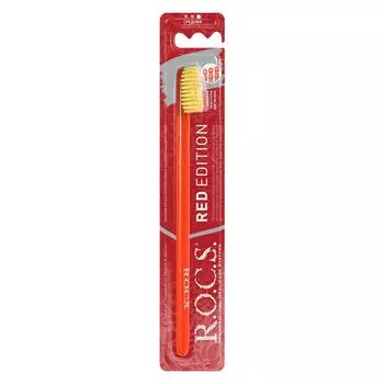 R.O.C.S Зубная щетка RED Edition Classic, средняя жесткость, красная-бежевая