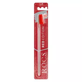 R.O.C.S Зубная щетка RED Edition Classic, средняя жесткость, прозрачная-красная