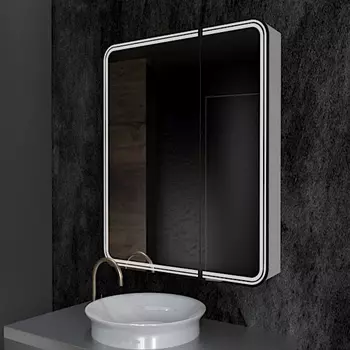 Зеркальный шкаф Art&amp;Max Verona 70 см AM-Ver-700-800-2D-L-DS-F с подсветкой, белый