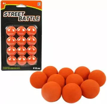 Шарики для игрушечного оружия 1Toy Street Battle мягкие 28мм 12шт