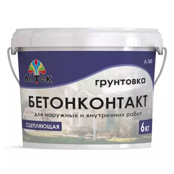грунт акриловый ЛАТЕК Л103 БетонКонтакт 6кг, арт. 4607067846426
