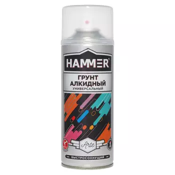 грунт аэрозольный HAMMER универсальный алкидный 520мл черный, арт.340414