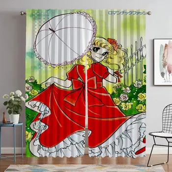 Anti-mosquito Curtains for Camera Candy Candy Home Interior Curtains 2 Pieces Window Curtain Partition Shades Tulle for Bedroom W50xH70cmx2pcs-CL