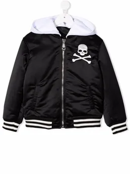 Philipp Plein бомбер с капюшоном и декором Skull, черный
