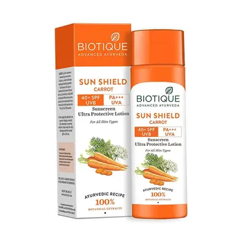 Солнцезащитный лосьон с Морковью 40+ SPF (120 мл), Sun Shield Carrot 40+ SPF Sunscreen Ultra Protective Lotion, Biotique 11.799999999999999