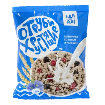 Отруби хрустящие Еда на Да пшеничные со льном/кальцием, 120 г