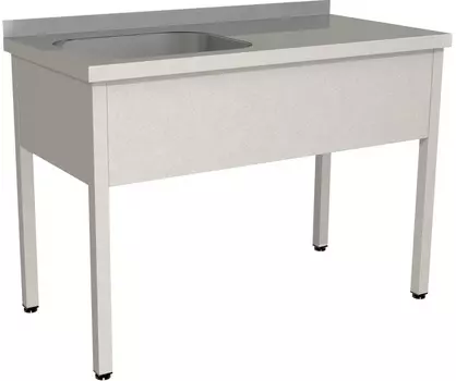 Стол с моечной ванной Restoinox ВМЦР/1-11/6-БЛ цельнотянутая с бортом