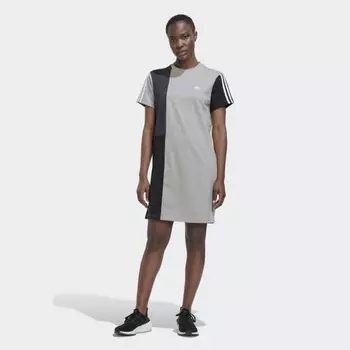 Женская футболка adidas Essentials 3-Stripes Colorblock Boyfriend Tee Dress (Серая)