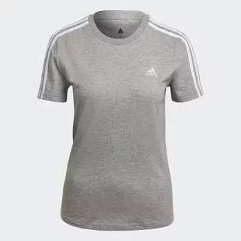 Женская футболка adidas Essentials Slim 3-Stripes Tee (Серая)