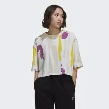 Женская футболка adidas Thebe Magugu Allover Print Crop Tee (Многоцветная)