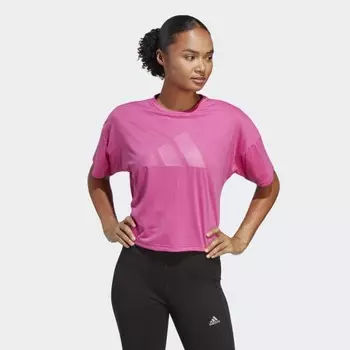Женская футболка adidas Train Icons 3 Bar Logo Tee (Розовая)