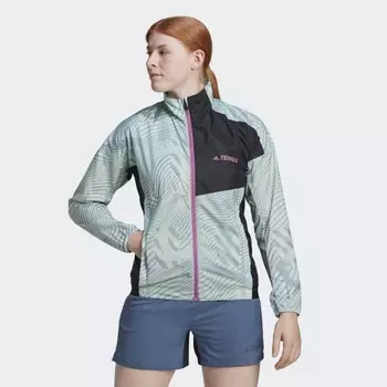 Женская куртка adidas Terrex Trail Running Printed Wind Jacket (Зеленая)