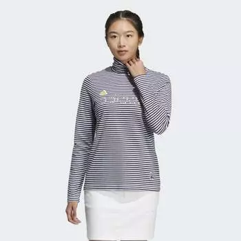 Женская рубашка adidas AEROREADY Play Green Stripe Mock Neck Long Sleeve Shirt (Белая)