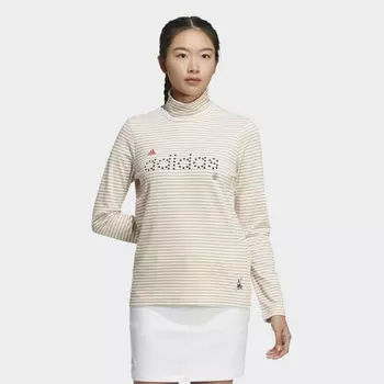 Женская рубашка adidas AEROREADY Play Green Stripe Mock Neck Long Sleeve Shirt (Белая)