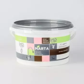 Краска для кухонь и ванных комнат MARTA ECO белая 3 кг