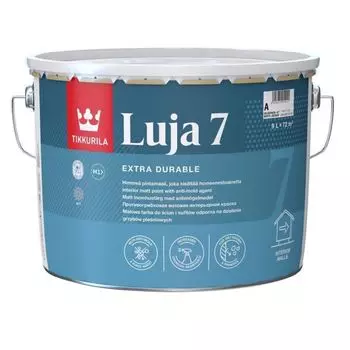 Краска для влажных помещений Tikkurila Luja 7 полуматовая база А 9 л