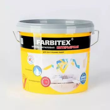 Краска акриловая интерьерная Farbitex белая 6 кг