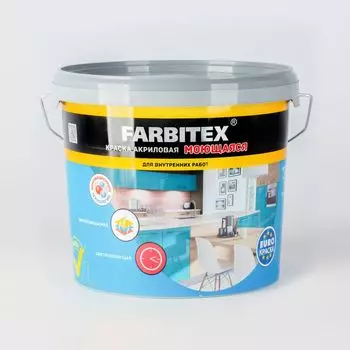 Краска акриловая моющаяся Farbitex белая 13 кг