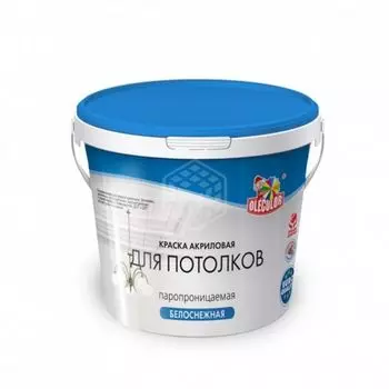 Краска акриловая для потолков Olecolor белоснежная 7 кг