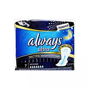 Always Прокладки Ультра найт экстра защита део сингл 7 шт (Always, Ultra)