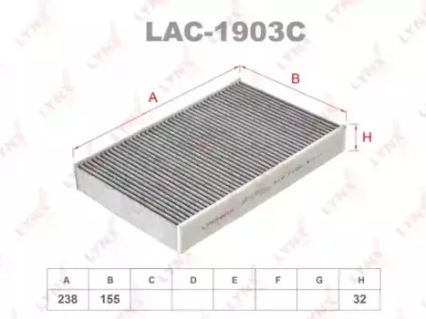 Салонный фильтр LYNXAUTO LAC-1903C RENAULT Fluence 1.5-2.0 05>, NISSAN Juke 1.5/1.6 10>