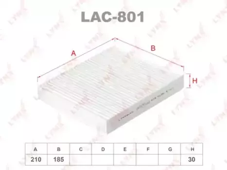 Салонный фильтр LYNXAUTO LAC-801 SUBARU Impreza 1.5/2.0R/2.4WRX 05>
