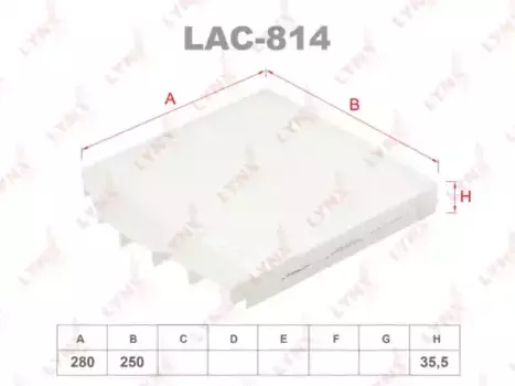 Салонный фильтр LYNXAUTO LAC-814 VOLVO S60 I 00> / S80 98-06 V70 II 99-07 XC70 XC90 02-14