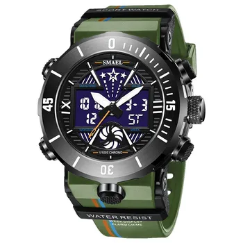 Alloy Military Style Watch Night Glow Waterproof Dual Display Quartz Electronic Watch Outdoor Tactical Men s