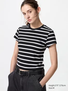 Мини футболка (полоска) Uniqlo, черный