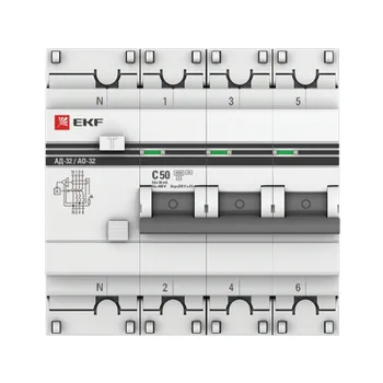 Автомат дифференциальный EKF PROxima АД-32 50А 3P+N тип AC 30 мА 4,5 кА (DA32-50-30-4P-pro)