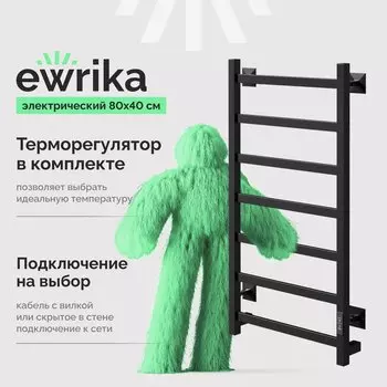 Полотенцесушитель электрический EWRIKA Пенелопа КВ7 80х40, черный