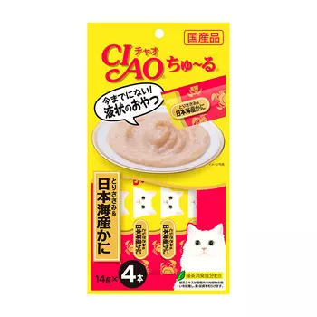 INABA Ciao Churu Лакомство японский глубоководный краб и парное филе курицы д/кошек 56г