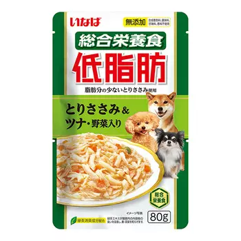 INABA TEISHIBO Корм влаж.куриное филе с тунцом и овощами в желе д/собак пауч 80г
