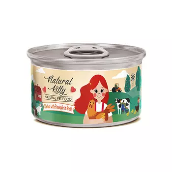 PETTRIC Natural Kitty Корм влаж.курица с ананасом в бульоне д/кошек конс.80г