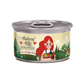 PETTRIC Natural Kitty Корм влаж.курица с тыквой в бульоне д/кошек конс.80г