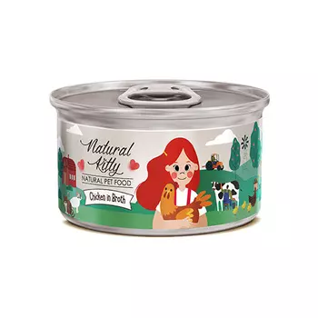 PETTRIC Natural Kitty Корм влаж.курица в бульоне д/кошек конс.80г